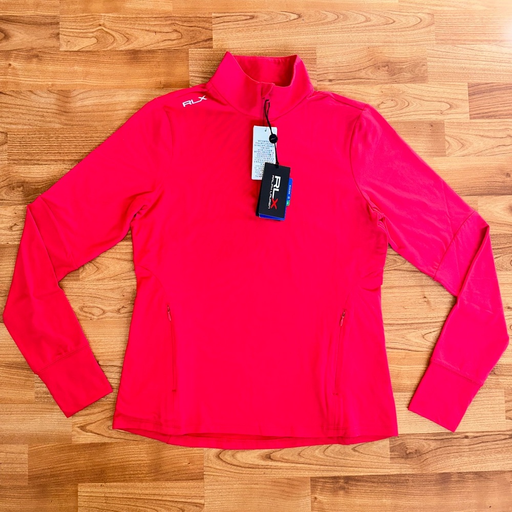 RLX Ralph Lauren Womans Size S 1/4 Zip Red Golf Polo Shirt